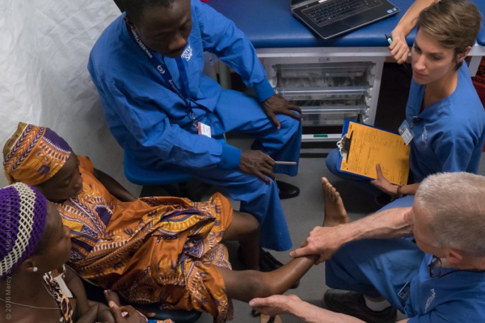 Orthopedic patient, Valeria, at her surgeon screening.